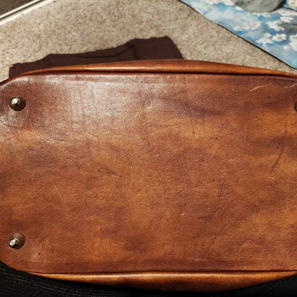 Pratesi Firenze Cognac Leather Satchel Shoulder Bag/Purse Made in Italy - Picture 4 of 17